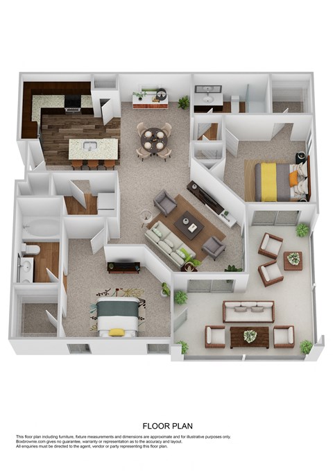 a bedroom floor plan is shown in this rendering